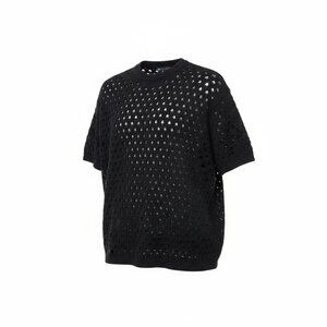 Asos Top Womens Large Black Open Knit Sheer Whimsigoth Breathable Unlined Design